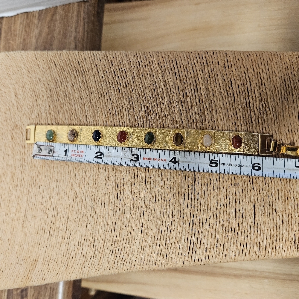 Vintage Gold-tone Semi-precious Gems Bracelet - Picture 6 of 7